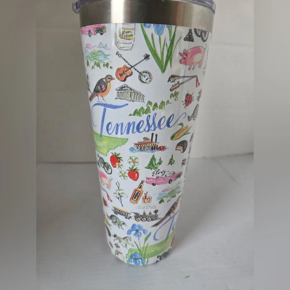 Tennessee Themed Travel Tumbler - Stainless Steel and Multicolor